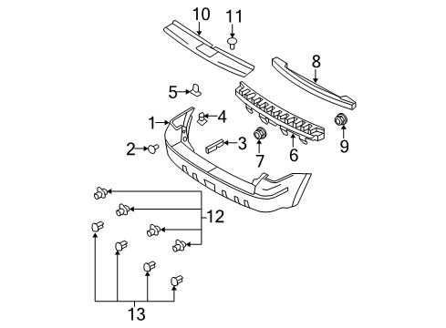 Thumbnail Rear Bumper - Bumper & Components (Limited,XLS,XLT) for 2010 Ford Escape Parking Aid