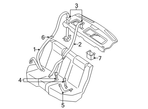 Thumbnail Restraint Systems - Rear Seat Belts (Sedan) for 2004 Infiniti G35 Rear Seat Belts