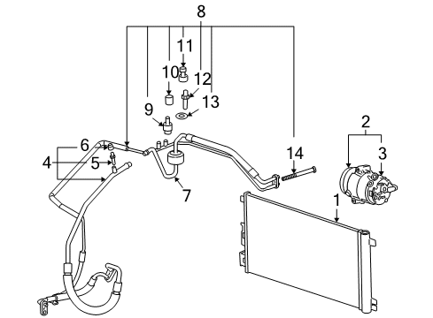 Thumbnail Air Conditioner & Heater - Compressor & Lines Condenser (2.4L), (Electric/Gas) for 2009 Chevrolet Malibu A/C Condenser, Compressor & Lines
