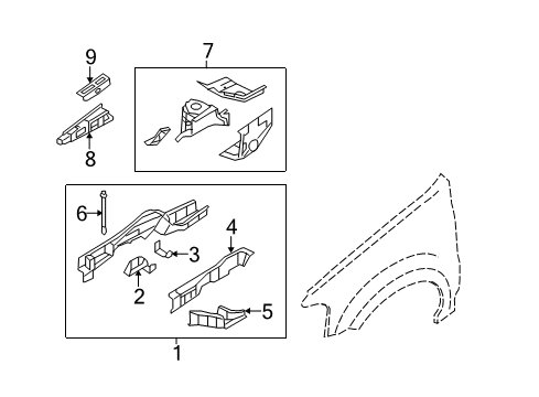 Thumbnail Fender - Structural Components & Rails (Limited,XLS,XLT) for 2009 Ford Escape Structural Components & Rails