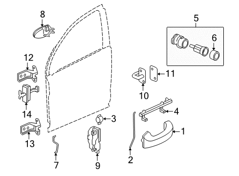 Thumbnail Front Door - Lock & Hardware (Green Line) for 2007 Saturn Vue Front Door - Lock & Hardware