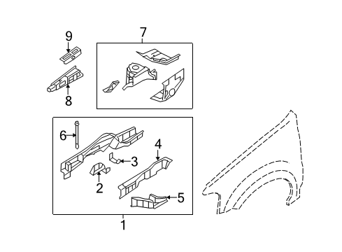 Thumbnail Fender - Structural Components & Rails (Hybrid,Limited Hybrid) for 2009 Ford Escape Structural Components & Rails