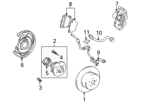 Thumbnail Rear Suspension - Brake Components (Disc Brakes) for 2002 Toyota Celica Brake Components, Brakes