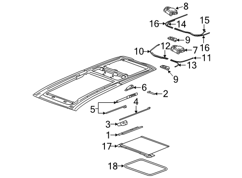 Thumbnail Sunroof (Frame Hardware,Vent Glass Components) for 2006 Cadillac SRX Sunroof, Body