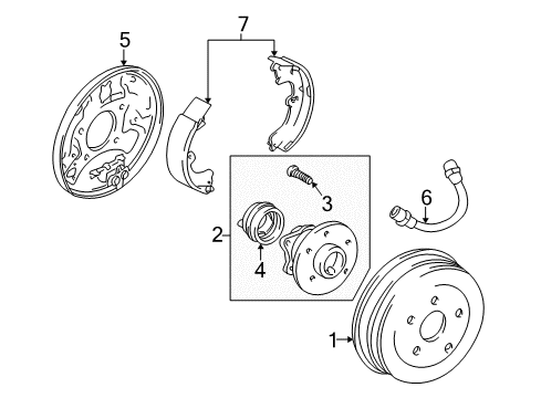 Thumbnail Rear Suspension - Brake Components (Drum Brakes,FWD) for 2005 Pontiac Vibe Rear Brakes