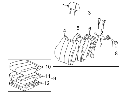 Thumbnail Seats & Tracks - Front Seat Components (Without Side Air Bag) for 2000 Toyota Solara Front Seat Components