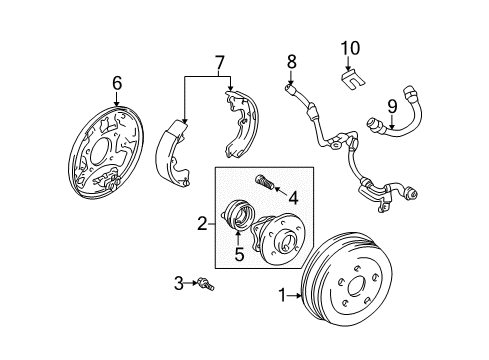 Thumbnail Rear Suspension - Brake Components (Drum Brakes) for 2002 Toyota Celica Brake Components, Brakes