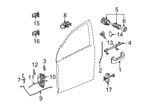 Thumbnail Front Door - Lock & Hardware (Base,Red Line) for 2007 Saturn Vue Front Door - Lock & Hardware