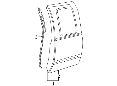 Thumbnail Rear Door & Components (2000-07 Ext Cab) for 2007 GMC Sierra 3500 HD Rear Door, Body