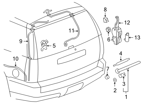 Thumbnail Lift Gate - Rear Wiper Components (LS,LT,LTZ) for 2010 Chevrolet Tahoe Rear Wiper Components