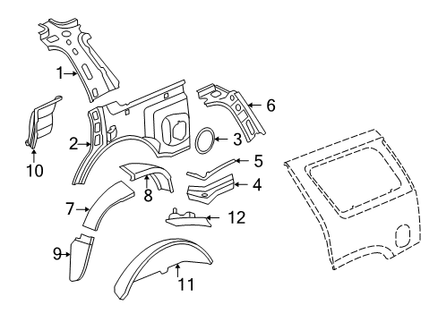 Thumbnail Quarter Panel - Inner Components (LS,LT,LTZ) for 2010 Chevrolet Tahoe Inner Components - Quarter Panel