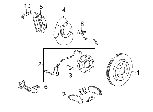 Thumbnail Front Suspension - Brake Components (2WD), (Hybrid) for 2010 Chevrolet Tahoe Brake Components, Brakes