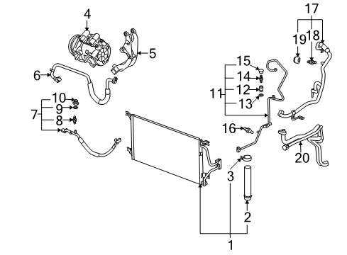 Thumbnail Air Conditioner & Heater - Compressor & Lines Condenser (3.5L) for 2006 Buick Terraza Air Conditioner