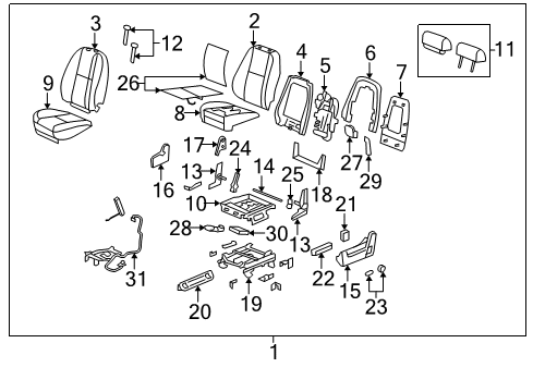 Thumbnail Seats & Tracks - Front Seat Components (Bucket Seat,Driver Seat,With Power Lumbar) for 2010 GMC Yukon XL 2500 Lumbar Control Seats