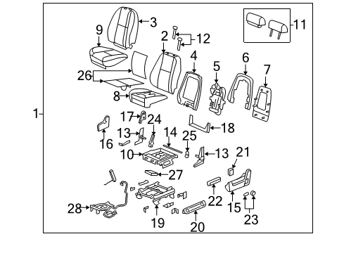 Thumbnail Seats & Tracks - Front Seat Components (Bucket Seat,Driver Seat,With Power Lumbar) for 2009 Chevrolet Silverado 3500 HD Front Seat Components