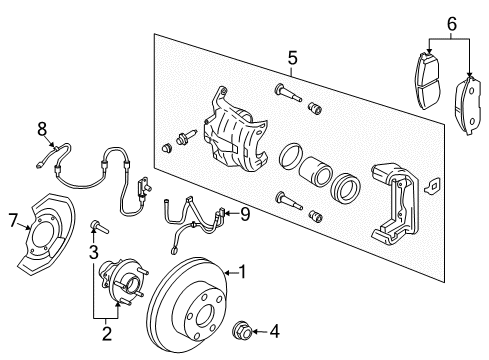 Thumbnail Front Suspension - Brake Components (4WD) for 2009 Infiniti G37 Brake Components, Brakes