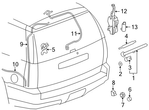 Thumbnail Lift Gate - Rear Wiper Components (Hybrid) for 2010 Chevrolet Tahoe Rear Wiper Components