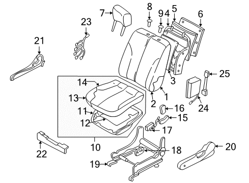 Thumbnail Seats & Tracks - Front Seat Components (Power Seat,With Side Air Bag) for 2002 Nissan Maxima Front Seat Components