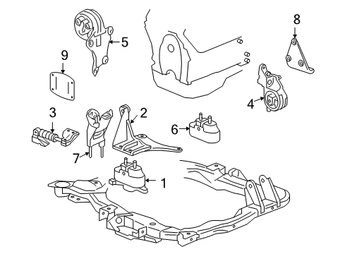 Thumbnail Engine / Transaxle - Engine Mounting (3.5L,Coupe & Sedan) for 2007 Pontiac G6 Engine Mounting