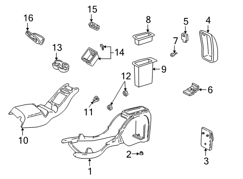 Thumbnail Center Console (With Remote Cassette Or Cd Player "Upo") for 2002 GMC Sonoma Center Console