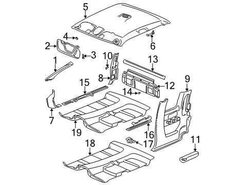 Thumbnail Cab - Interior Trim (Extended Cab,Headliner & Pillars) for 2006 GMC Sierra 3500 Interior Trim - Cab