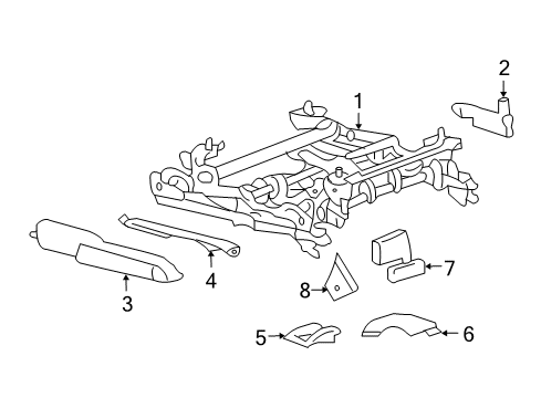 Thumbnail Seats & Tracks - Tracks & Components (Passenger Seat) for 2009 Buick Lucerne Power Seats