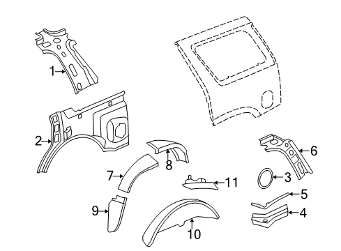 Thumbnail Quarter Panel - Inner Components (Hybrid) for 2010 Chevrolet Tahoe Inner Components - Quarter Panel