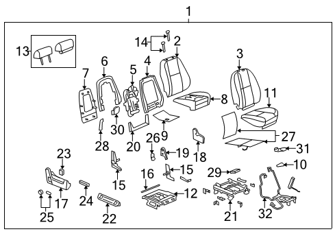 Thumbnail Seats & Tracks - Front Seat Components (Bucket Seat,Passenger Seat,With Power Lumbar) for 2010 GMC Yukon XL 2500 Lumbar Control Seats