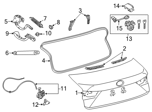 2015 Lexus RC F Trunk Lid Hinge Assembly, Luggage Diagram for 64510-24060