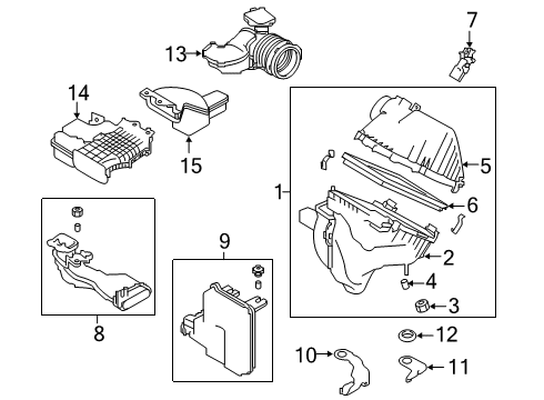 2022 Nissan Altima Filters Air Cleaner Diagram for 16500-6CA0A