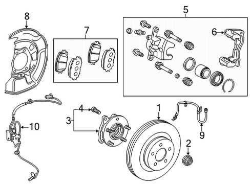 2022 Toyota Corolla Cross Brake Components ABS Sensor Diagram for 89543-0A030