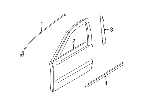 2001 Infiniti I30 Exterior Trim - Front Door MOULDING-Front Door, L Diagram for 80871-2Y067