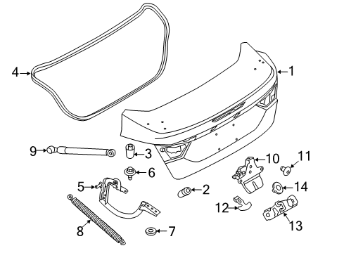 2012 Ford Focus Trunk Weatherstrip Diagram for BM5Z-5443720-B