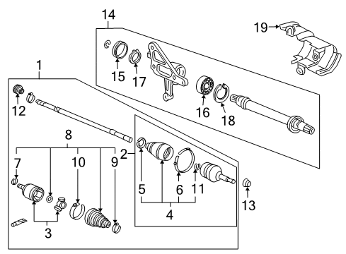 2011 Acura RL Drive Axles - Front Bearing, Half Shaft (Ntn) Diagram for 91057-SJC-A01
