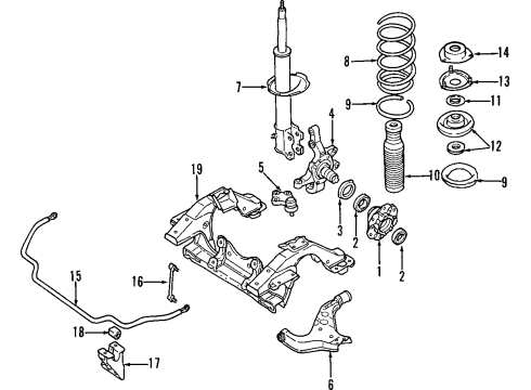 2003 Infiniti QX4 Front Suspension Components, Lower Control Arm, Stabilizer Bar Spindle RH Diagram for 40014-1W012