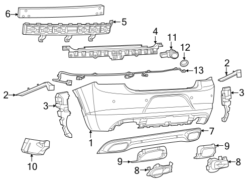 2017 Dodge Charger Parking Aid Rear Upper Bumper Cover Diagram for 5RK97TZZAD