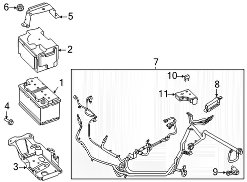 2021 Ford Bronco Battery CABLE ASY - BATTERY TO BATTERY Diagram for P2DZ-14300-E