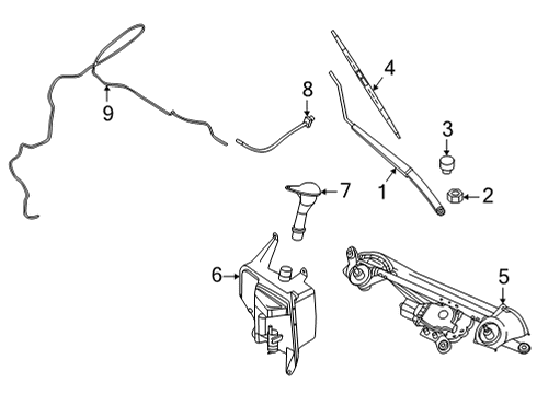 2022 Nissan Sentra Wiper & Washer Components Arm Assy-Windshield Wiper Diagram for 28886-6LB0A