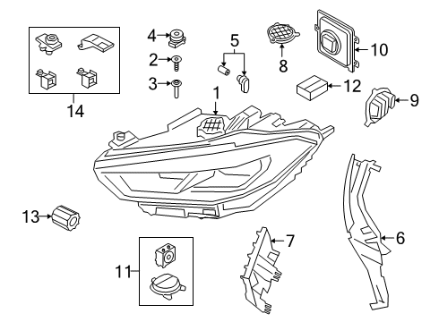 2021 BMW M850i xDrive Headlamps, Headlamp Washers/Wipers Cover, Sealing Diagram for 63117489213