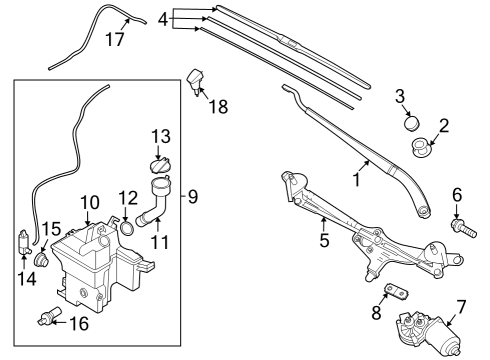 2023 Hyundai Sonata Wipers Crank Arm-W/SHLD WIPER Motor Diagram for 98160-2J000