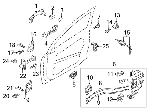 2011 Kia Optima Switches Front Door Latch & Actuator Assembly, Left Diagram for 813102T030