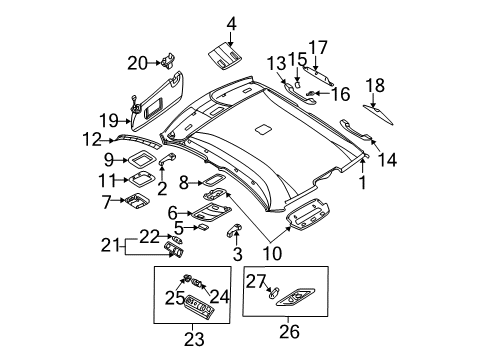 2001 BMW 325xi Interior Trim - Roof Interior Light Diagram for 63316962141
