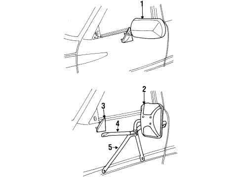 2002 Dodge Ram 3500 Outside Mirrors Mirror-Outside Rearview Diagram for 55076488AG