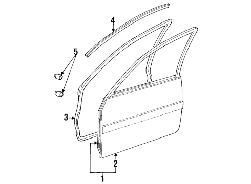 2002 Ford Escort Front Door Weatherstrip Diagram for F7CZ-5420531-AD