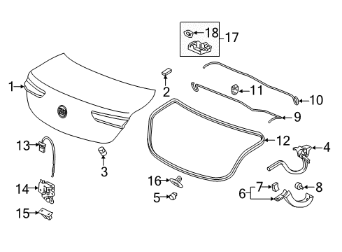 2019 Buick LaCrosse Trunk Lid Hinge Diagram for 26683744