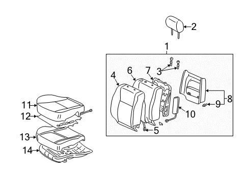 2002 Lexus ES300 Front Seat Components Pad, Front Seat Cushion, LH (For Separate Type) Diagram for 71511-33170