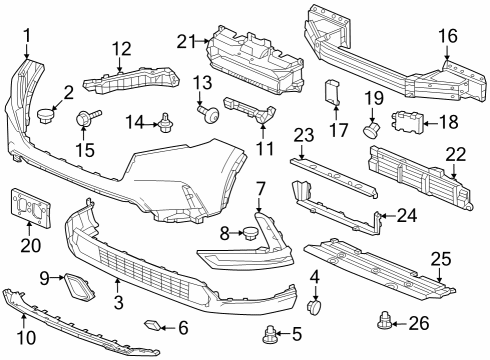 2024 Honda CR-V Bumper & Components - Front Bolt, Fender Diagram for 90501-SM4-003