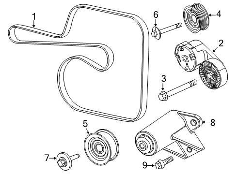 2016 Jeep Grand Cherokee Belts & Pulleys TENSIONER-Belt Diagram for 68325057AA
