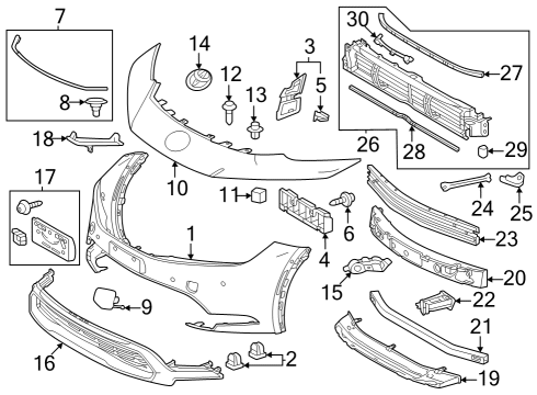 2023 Toyota Prius Bumper & Components - Front Clip Diagram for 90467-05172