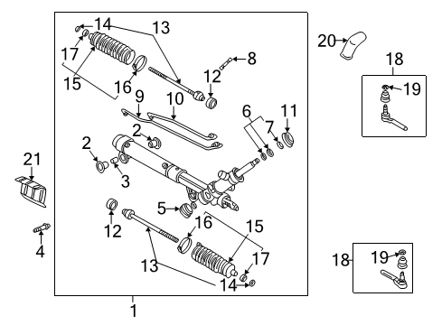 2005 Buick Rendezvous P/S Pump & Hoses, Steering Gear & Linkage Gear Kit, Steering (Remanufacture) Diagram for 19330434